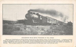 Exchanging Mails Full Speed Railroad Train A Y P Exposition postcard