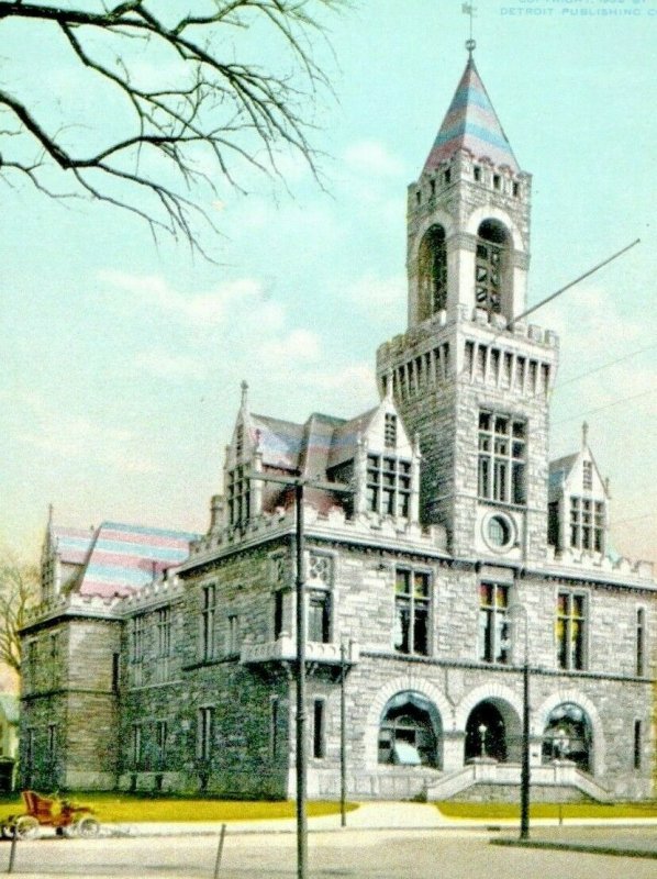 c1910 Court House Street View Car Springfield Massachusetts MA Antique Postcard