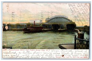 1907 Pennsylvania Ferry and Depot Jersey City New Jersey NJ Antique Postcard