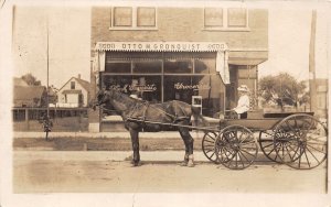 J5/ Chicago Illinois RPPC Postcard c1910 Otto Gronquist Grocery Store Wagon 164