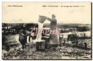 Old Postcard Cancale oysters oyster farming washing TOP