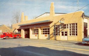 MONTICELLO, New York NY   POLICE & FIRE DEPARTMENT  Fire Truck ca1950's Postcard