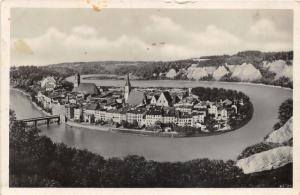 Wasserburg am Inn Germany~Bird's Eye View of City on Peninsula in River~RPPC