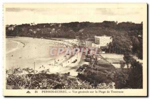 Old Postcard Perros Guirec General Beach View Tennis deTrestraou