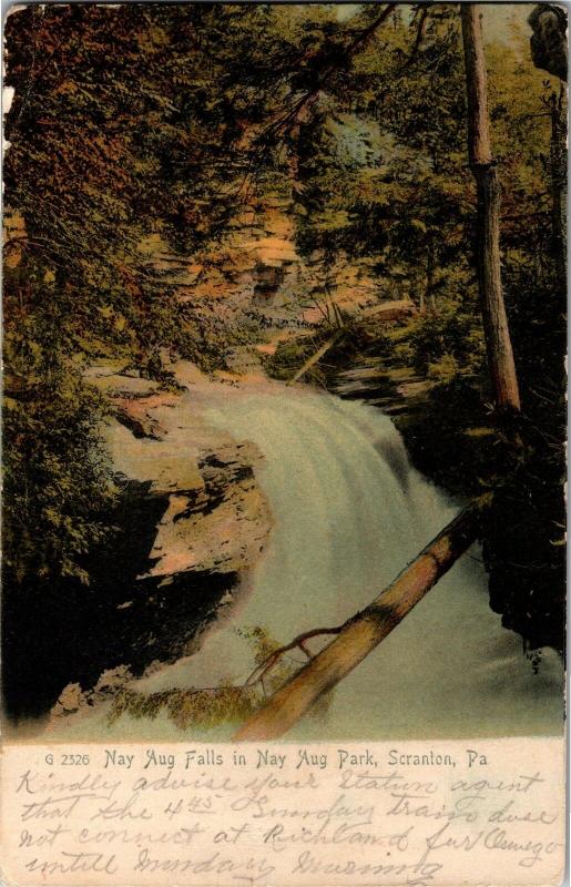 Nay Aug Falls, Nay Aug Park, Scranton PA Undivided Back c1906 Vtg Postcard M26