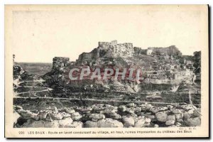 Old Postcard The yaw Leases Road leading to the village up imposing ruins of ...