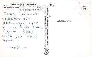 Santa Monica California Municipal Pier from Lifeguard Tower Postcard AA74572