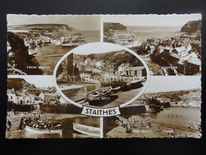 Yorkshire STAITHES 5 Image Multiview c1953 RP Postcard by Valentines K6790