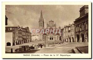 Bazas - Place de la Republique - Old Postcard