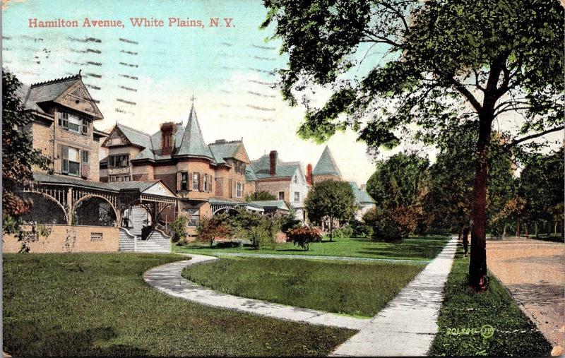 Hamilton Avenue White Plains NY c1908 Vintage Postcard K14
