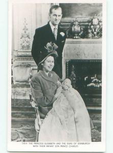 rppc 1953 Royalty BABY PRINCE CHARLES & QUEEN ELIZABETH - ENGLAND UK AC8379