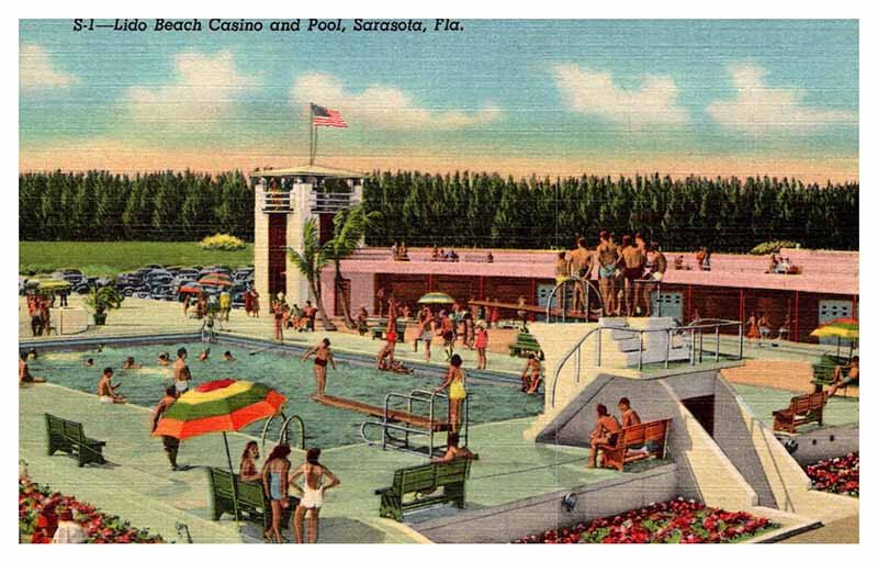 Postcard SWIMMING POOL SCENE Sarasota Florida FL AR6177