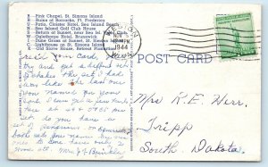 BRUNSWICK, GA  Georgia ~ LARGE LETTER LINEN c1944 Glynn County Postcard