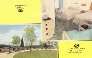 Maplewood Motel - Greensboro, North Carolina Linen Postcard