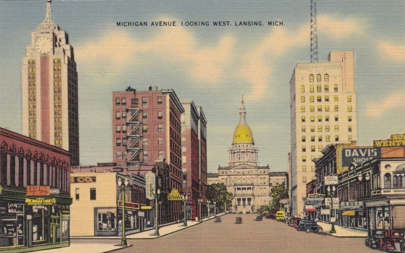 Michigan Lansing Michigan Avenue Looking West sk4891