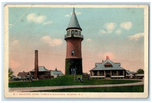 c1930's R.I. Soldiers Home Tower & Buildings Bristol Rhode Island RI Postcard