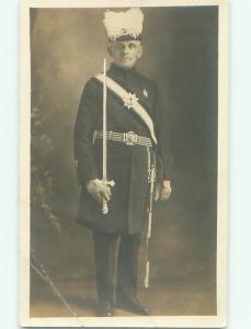 rppc Pre-1930 MEN IN UNIFORM HOLDING MILITARY SWORD AC7867