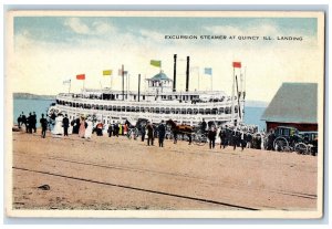 c1910 Excursion Steamer Dock Pier Horse Carriage Sea Quincy Illinois IL Postcard 