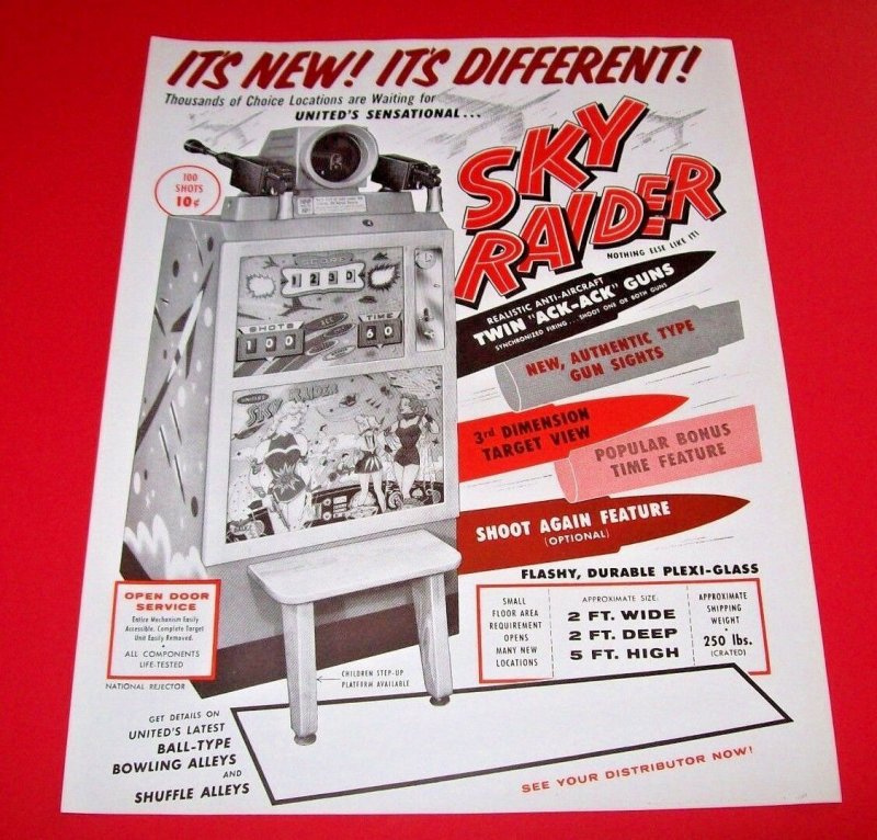 Sky Raider Arcade Game FLYER Original United 1958 Space Age Women Sci-Fi Artwork 