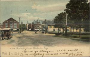 Winchester MA Centre Street Scene Used 1906 Postcard