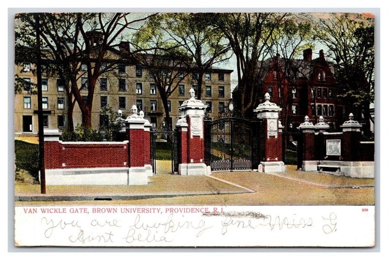 Van Wickle Gate Brown University Providence Rhode Island RI DB Postcard R15
