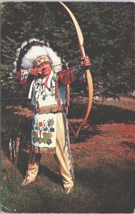 USA Native American Bow And Arrow Chrome Postcard 09.25