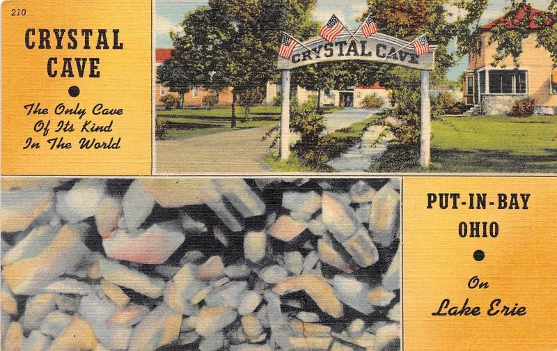 B33/ Put-In-Bay Ohio Postcard South Bass Island Linen Crystal Cave 2View 7