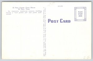 El Paso Texas~County Courthouse St View~Flags~Columns~Beaux-Arts~Linen Postcard