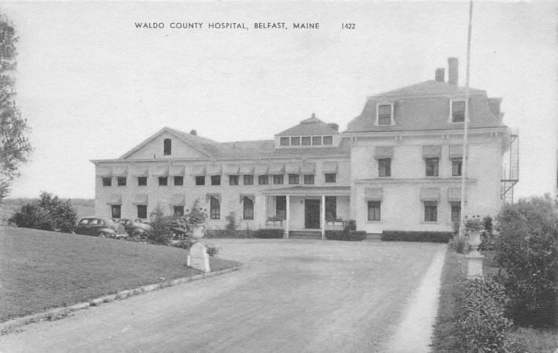 Waldo County Hospital, Belfast, Maine, Early Postcard, Unused