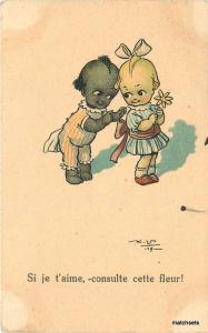 c1910 Artist Impression Black Kewpie Child friends postcard 5124