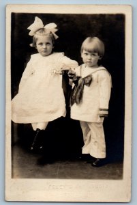 c1910's Children Studio Joliet Illinois IL RPPC Photo Posted Antique Postcard