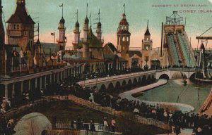 VINTAGE POSTCARD SCENE AT DREAMLAND CONEY ISLAND NEW YORK CITY MAILED IN 1910