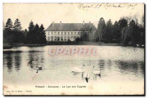 Old Postcard Chateau Frevent Cercamp Swan Lake