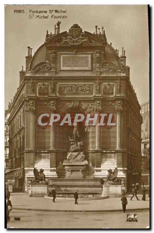 Old Postcard Paris Fountain St Michel