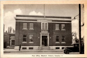 Postcard ON Meaford Post Office Building Old Car RARE 1930s K62