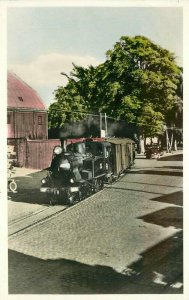 Karlshamn Sweden Miniature Railroad Train Postcard hand tint Photo Postcard 9550