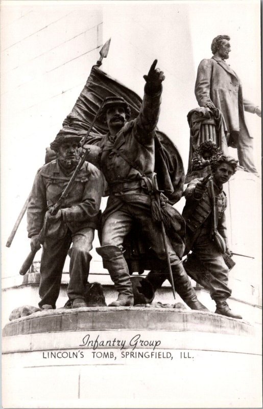 RPPC Infantry Group, Lincoln's Tomb Springfield IL Vintage Postcard T45