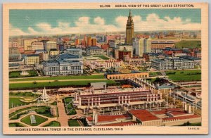 Cleveland Ohio 1936 Postcard Aerial View Great Lakes Exposition