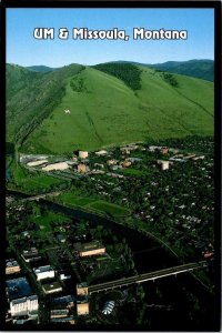 Missoula, MT Montana  UNIVERISTY OF MONTANA & CITY Aerial View 1994 4X6 Postcard