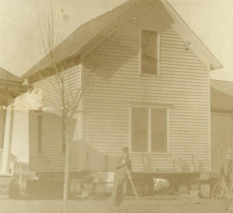 McCook NEBRASKA RP c1910 HOUSE MOVER George Jackson ADVERTISING Oberlin Kansas