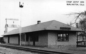 J67/ Burlington Colorado RPPC Postcard c1954 CRI&P Railroad Depot  90