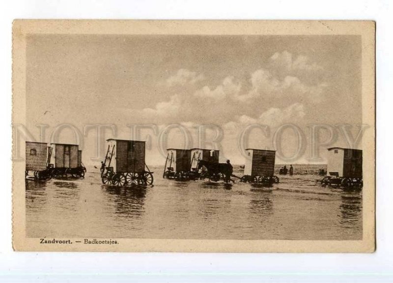 247251 HOLLAND ZANDVOORT bathing machines Vintage postcard