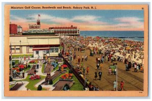 1957 Miniature Golf Course Boardwalk & Beach Asbury Park New Jersey NJ Postcard 