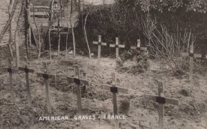 RPPC AMERICAN GRAVES IN FRANCE CEMETERY WW1 MILITARY REAL PHOTO POSTCARD c.1919