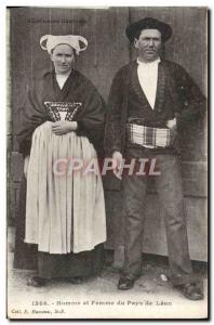 VINTAGE POSTCARD Man and Woman of the Country of Leon Folklo