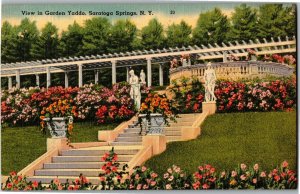 View in Garden Yaddo, Sculptures Saratoga Springs NY c1947 Vintage Postcard B51