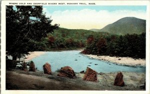 Cold Deerfield Rivers Meet Mohawk Trail Mass Whitcomb Summit Vintage Postcard 
