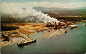 Harmac Pulp Mill Nanaimo BC Vancouver Island Aerial Unused Vintage Postcard H51