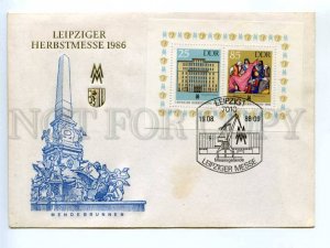 418084 EAST GERMANY GDR 1986 year Leipzig Fair souvenir sheet First Day COVER