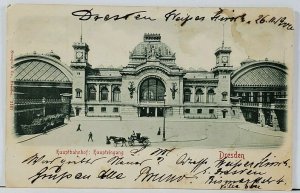 Germany Dresden Central Station Main Entrance c1900 to Berlin Postcard K19